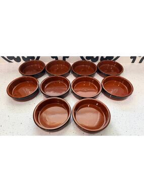 Set of 10 CERMER Glazed Clay Ramekin Brulee Dessert Sauce Dips Dishes